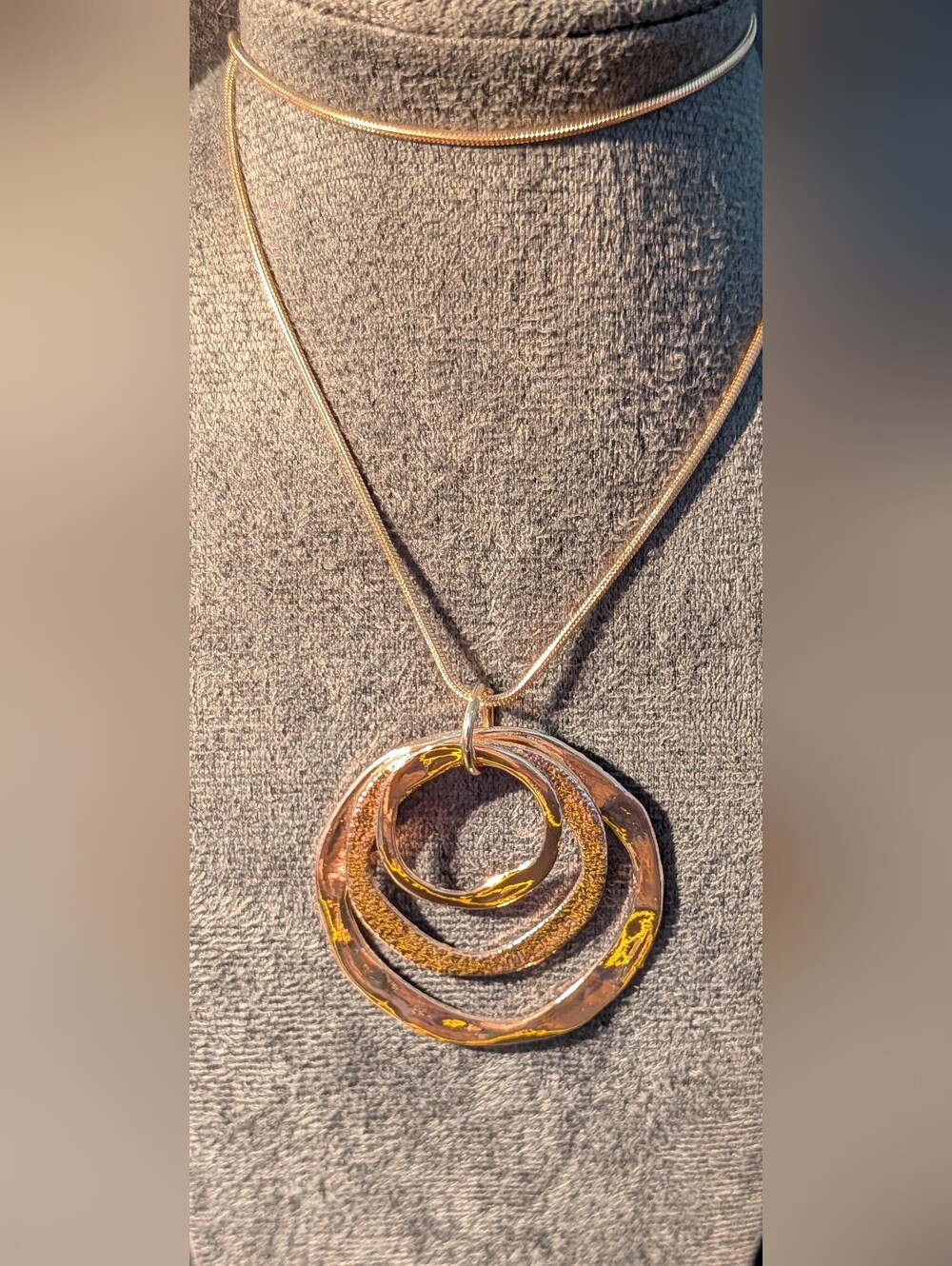 Rose Gold-Tone Triple Circle Pendant Necklace - Women Jewelry